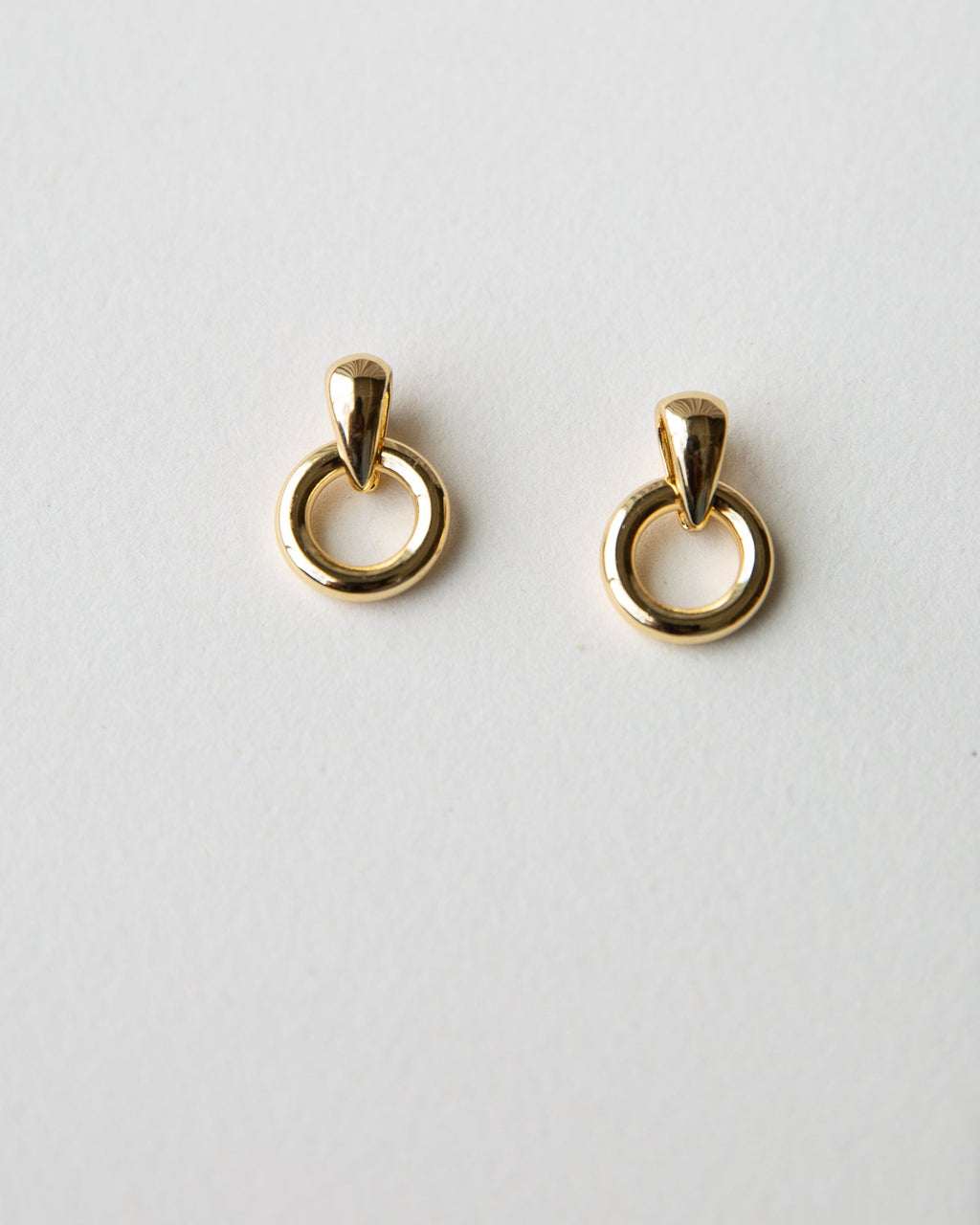 Icon Small Gold Hoop Dangle Earrings - Minimalist 14K Gold Plated