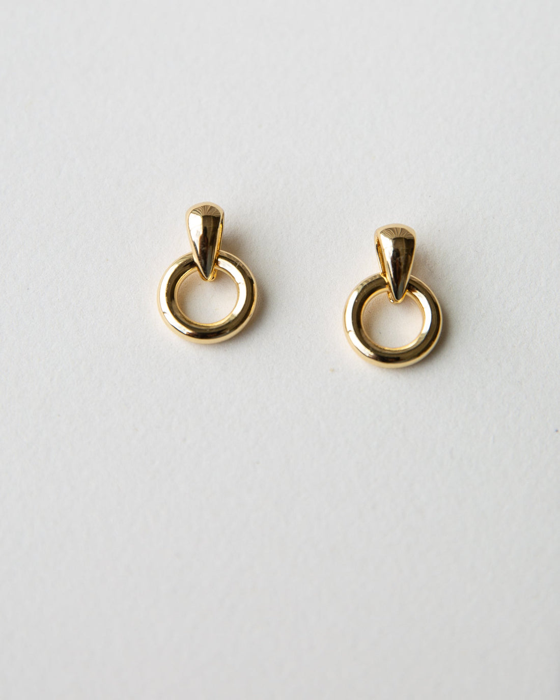 Icon Small Gold Hoop Dangle Earrings - Minimalist 14K Gold Plated