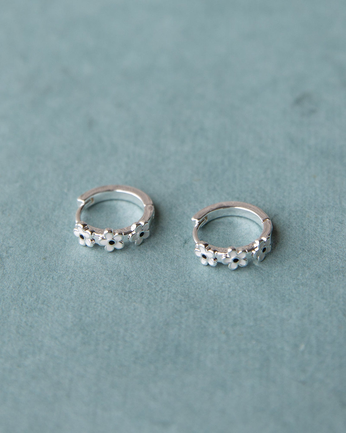 Silver In Bloom Floral Huggie Hoop Earrings 15mm Dainty Jewelry
