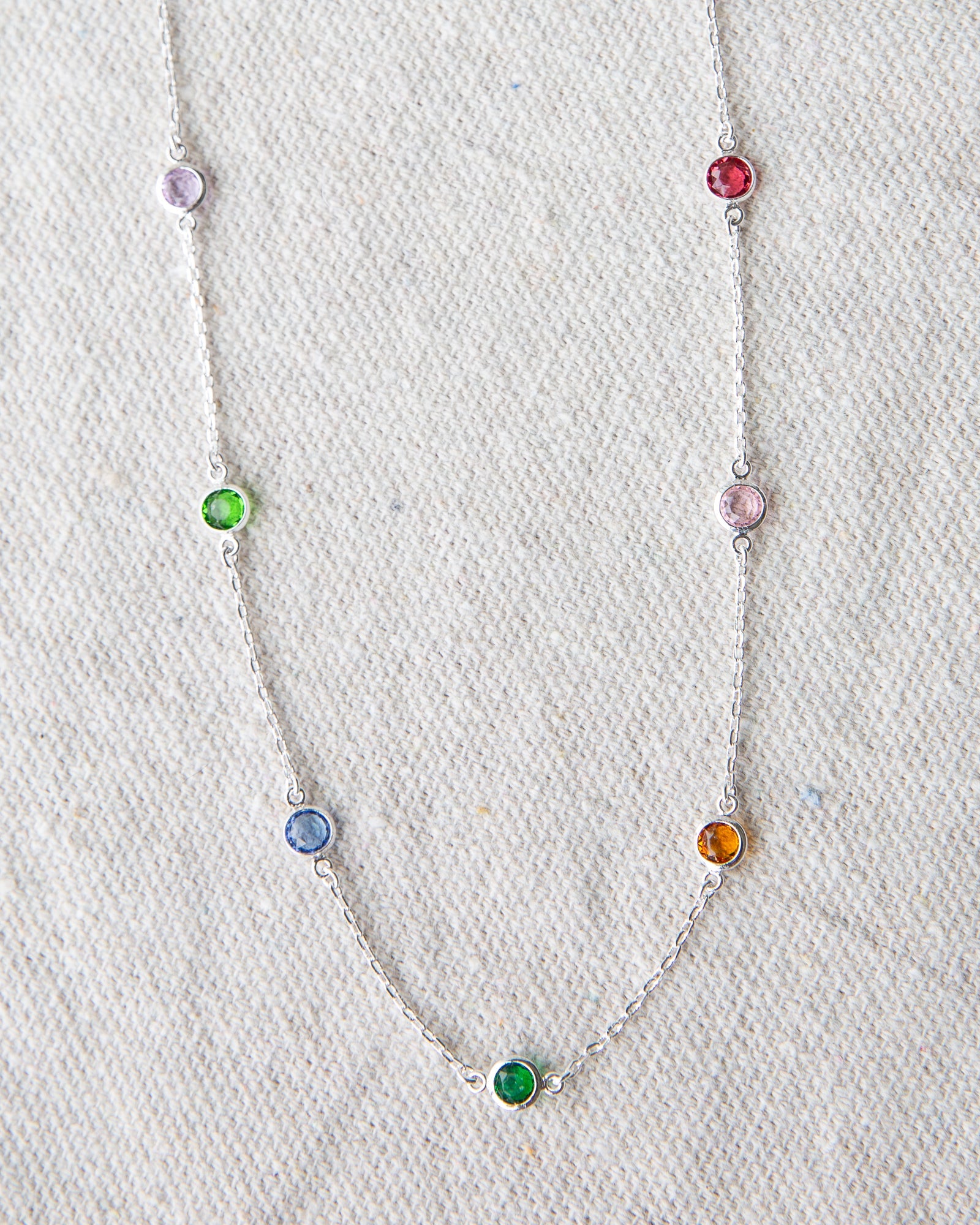 Silver Pop of Color Station Necklace with 16-Inch Chain