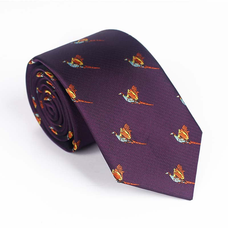 Vibrant Jacquard Bird Pattern Necktie - Multi-Color Design - Image 9