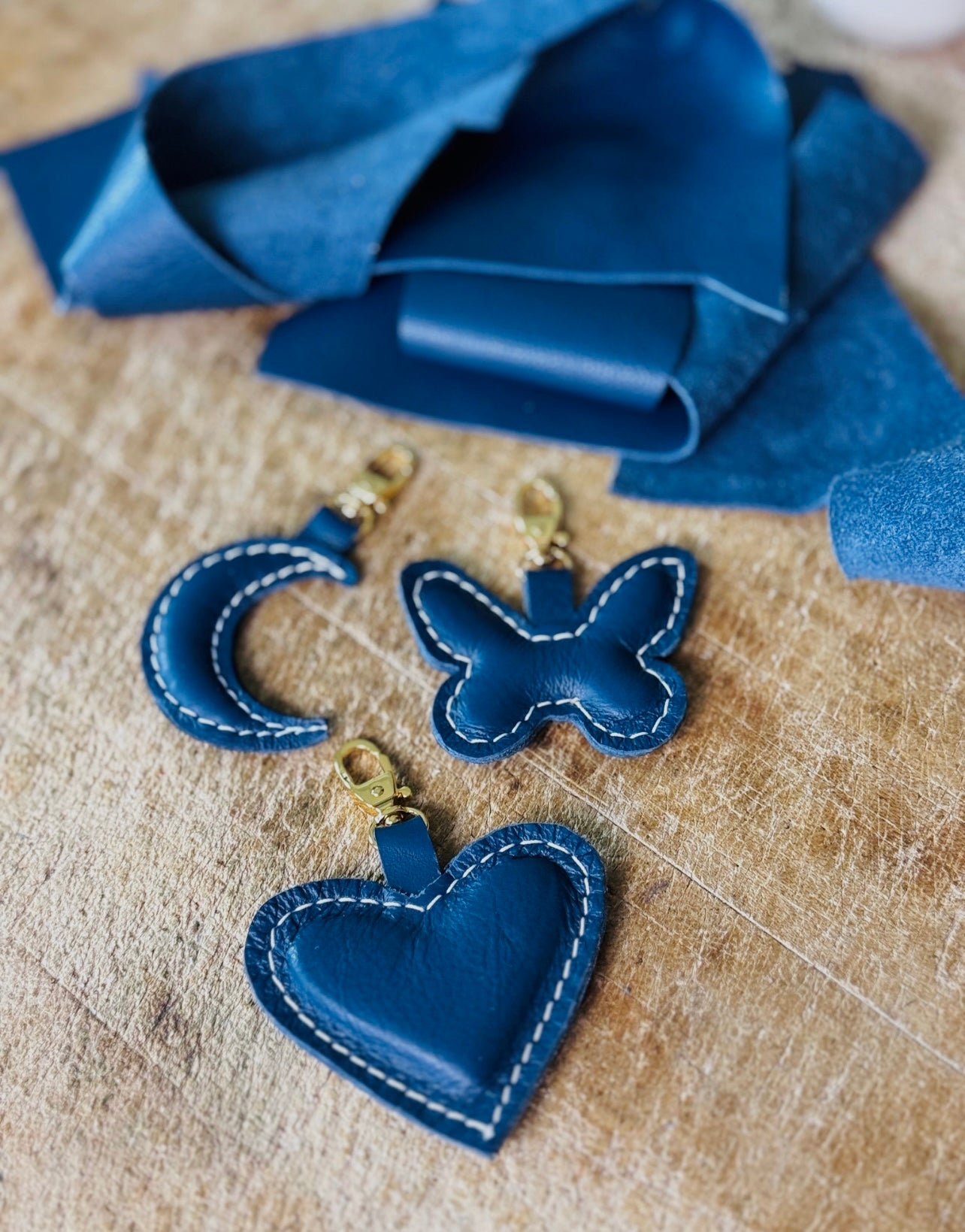 Leather Moon Charm