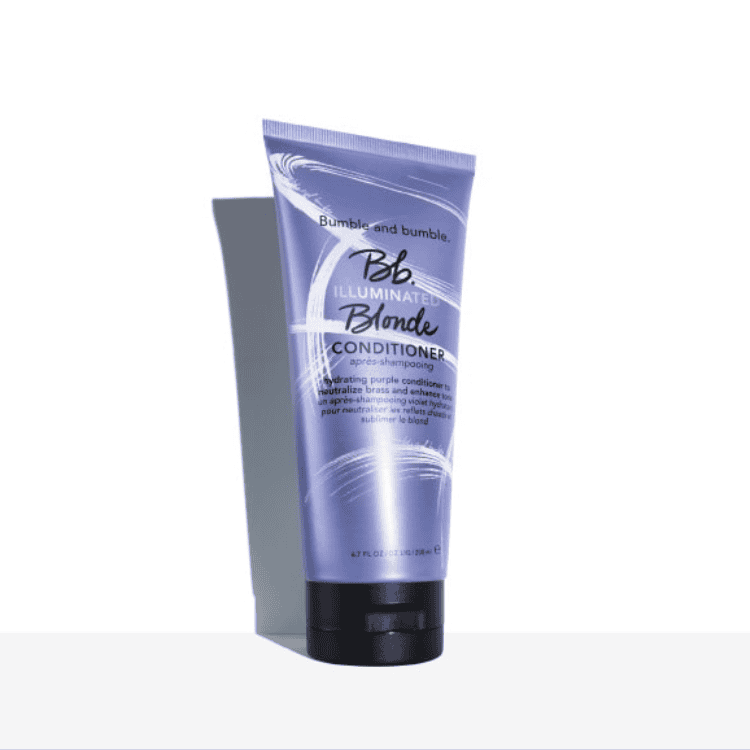 Bumble and bumble Illuminated Blonde purple conditioner bottle in a minimalist light violet shade.