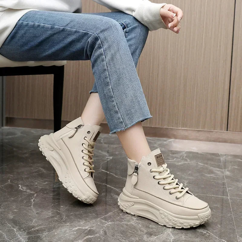 Women's High-Top Platform Sneakers - Casual Chunky Streetwear - Image 5