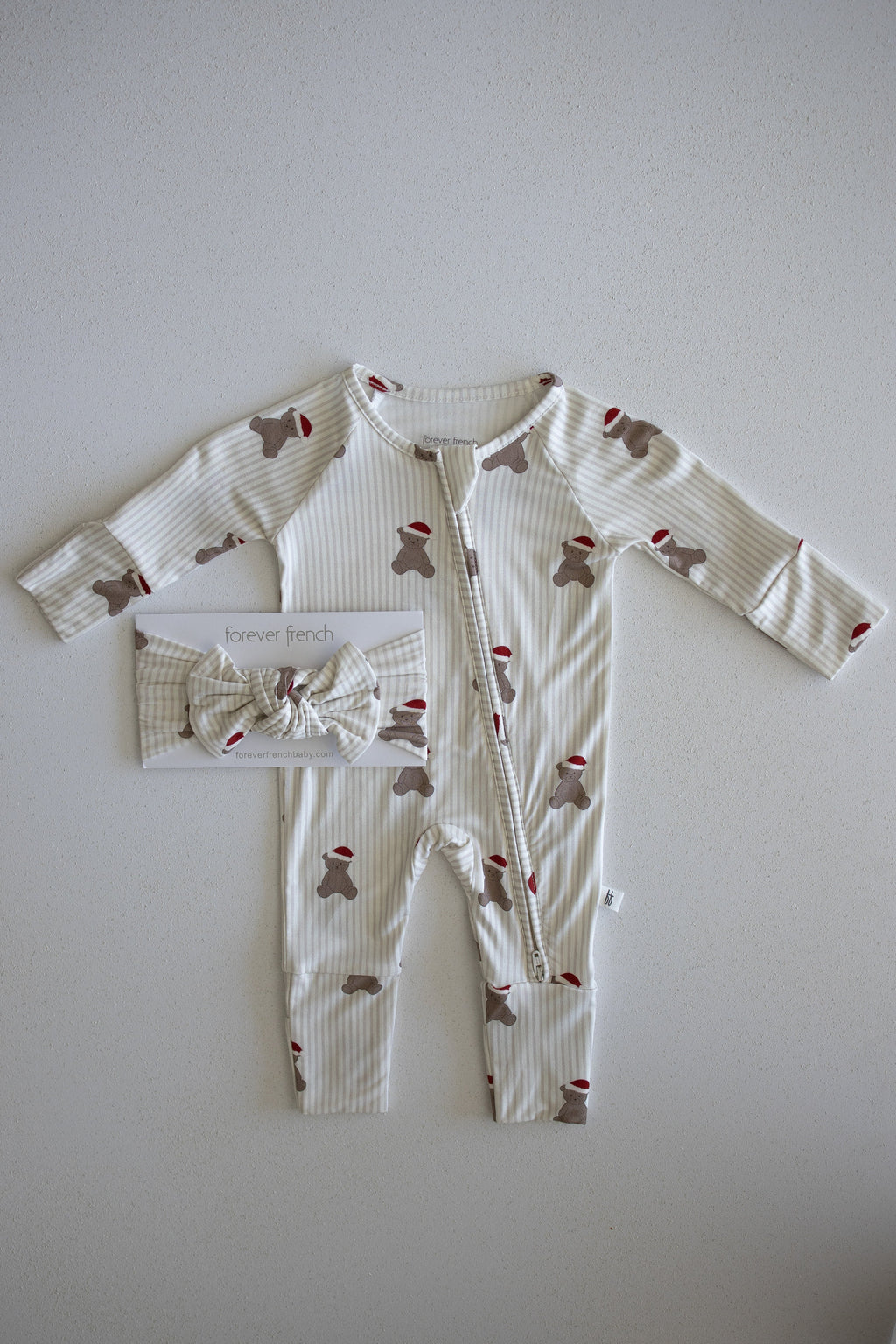 Bamboo Zip Pajamas | Santa Teddy