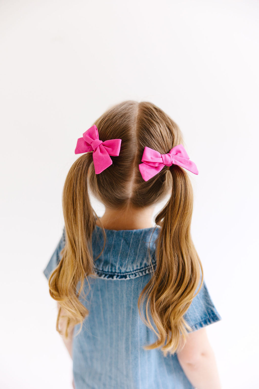 Blue Mini Solid Pinwheel Pigtail Bow Set