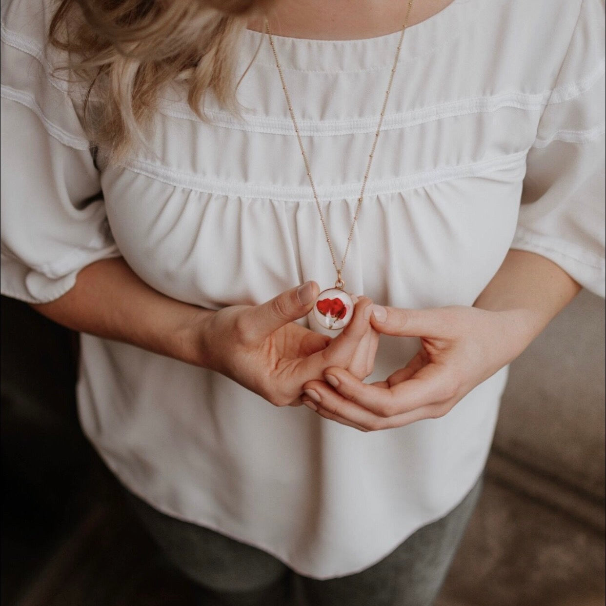 Large Round Botanical Pendant Gold & Silver Plated