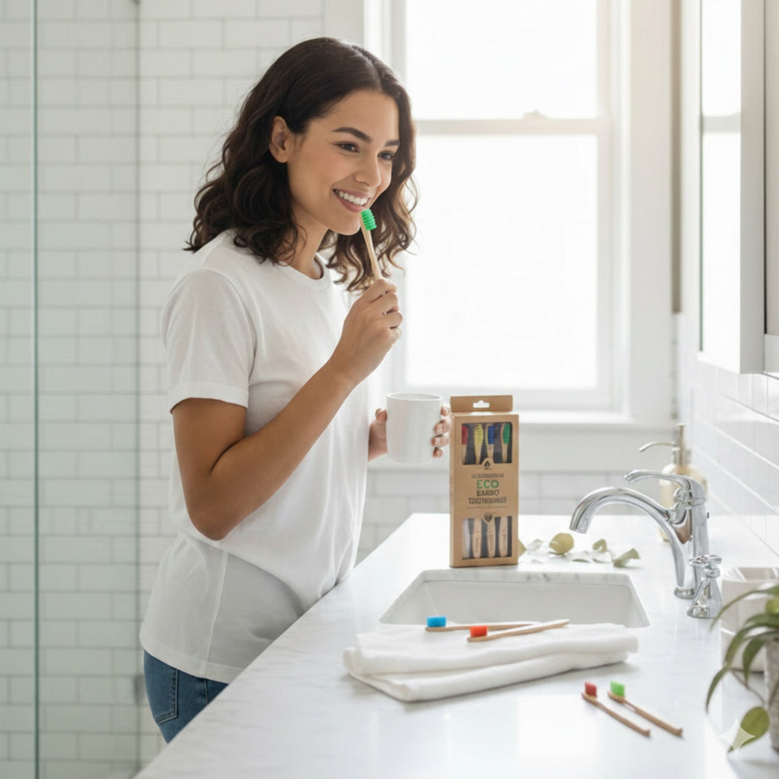100% Natural Eco Bamboo Toothbrushes (4 pack)