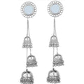 Traditional silver Kashmiri mirror Jhumka earrings with tiered step design