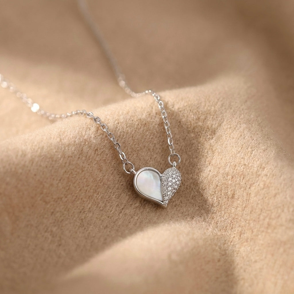 Elegant Symmetric Heart Pendant Necklace – Stainless Steel & Heart Pendant Jewelry