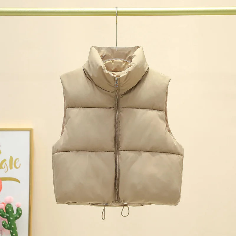 Warm Harajuku Cropped Puffer Vest for Women - Multiple Colors - Image 4