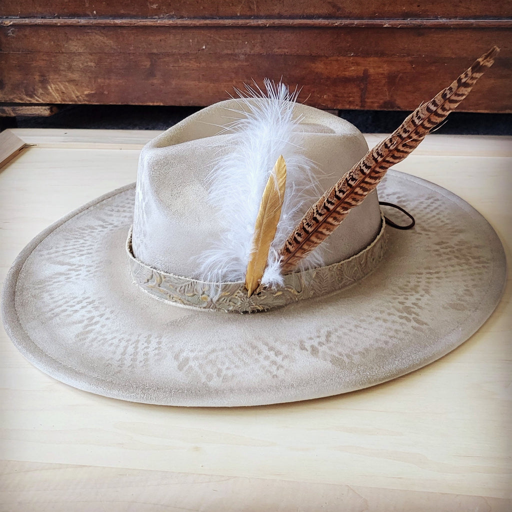 Hand-Painted Gold Python Print Boho Western Cowgirl Hat - Image 2