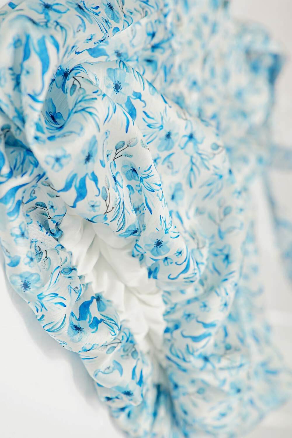 Girls Blue Floral Balloon Top and Flared Trouser Set