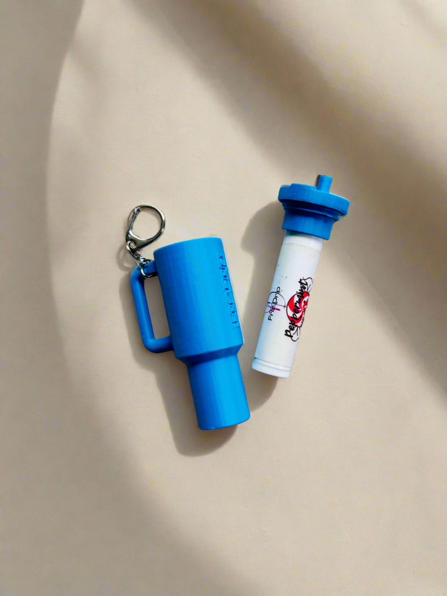 Tumbler Style Lip Balm Holder Keychain