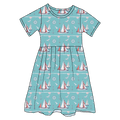 Beckett Sailboats Bamboo Ruffle Spin Dress (Pre-Order)