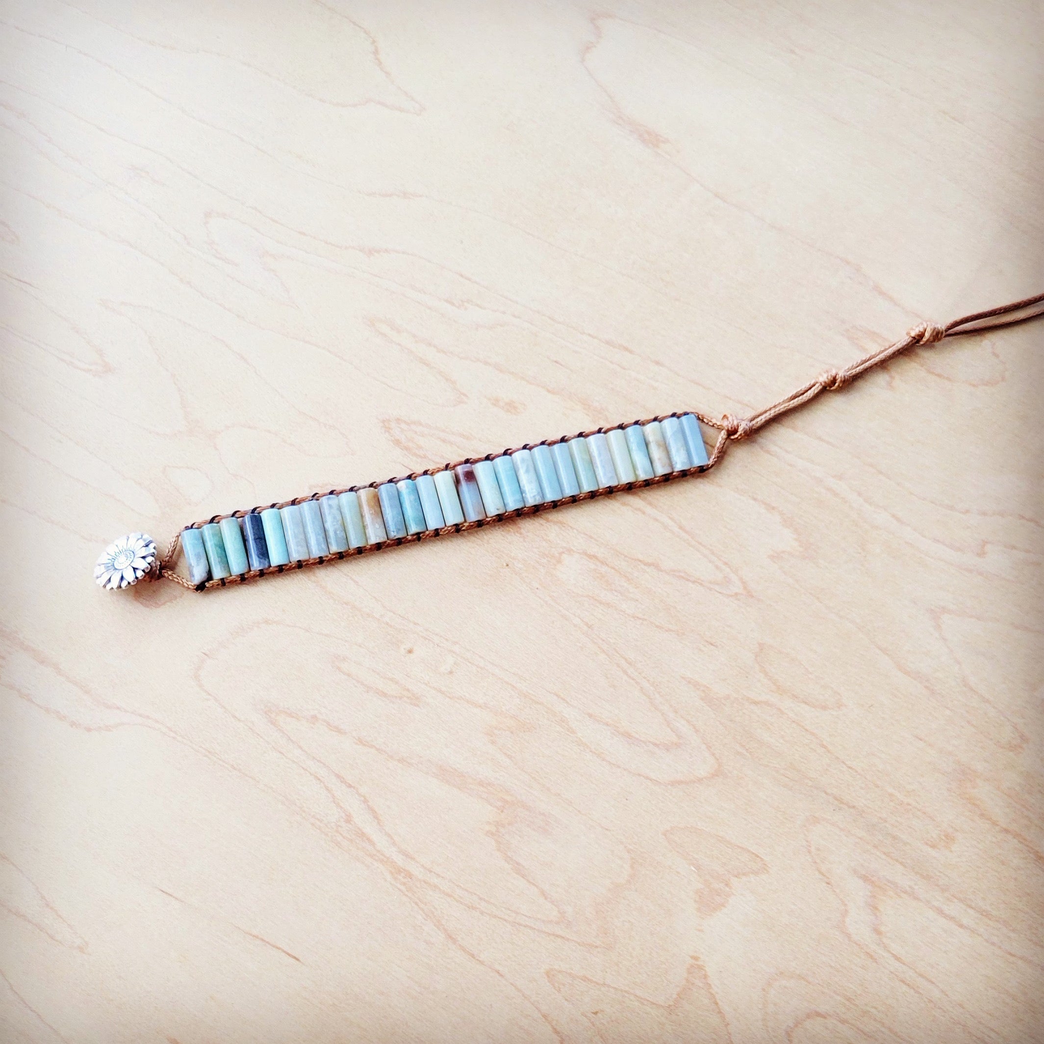 Woven Amazonite Beaded Bracelet - Adjustable