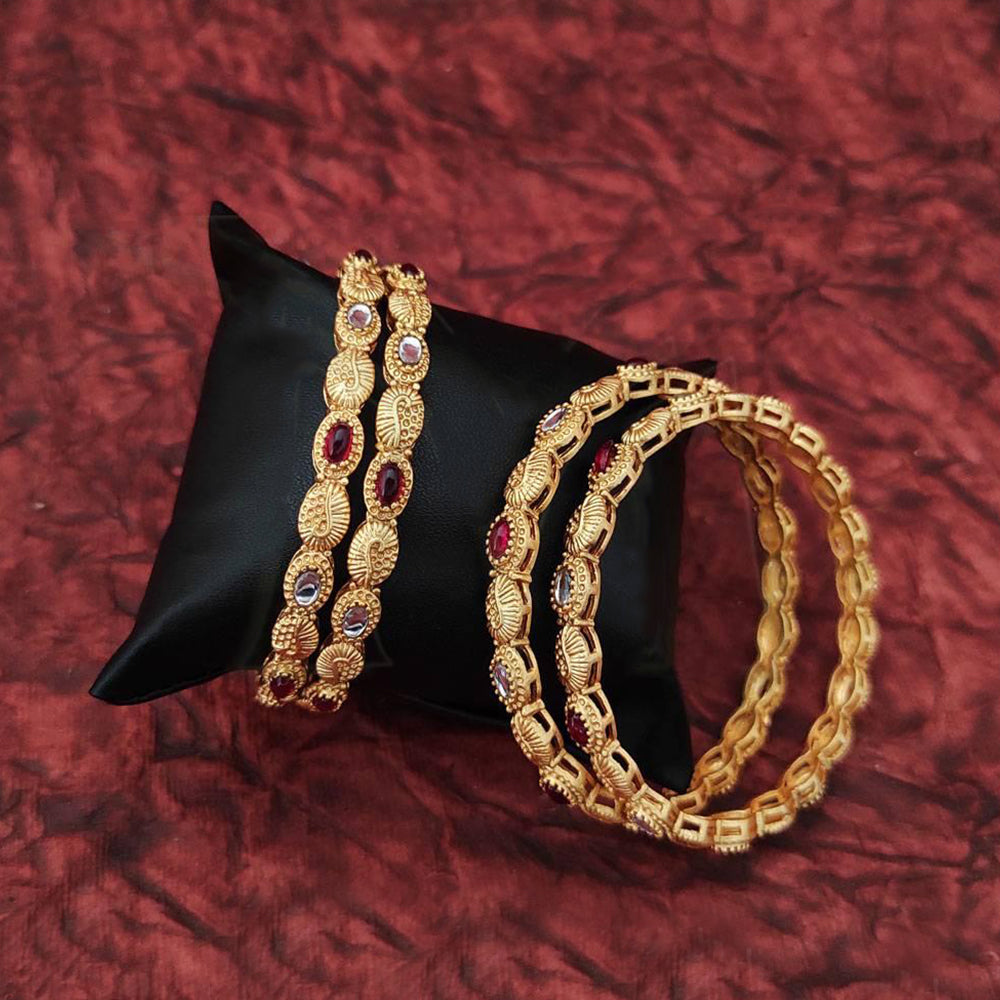 Antique Design 4 Bangle Set - Traditional Indian Ethnic Jewelry