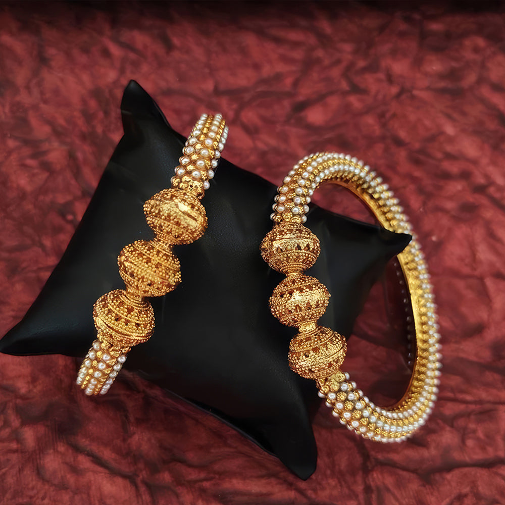 High gold finish designer bangle set for parties and formal occasions