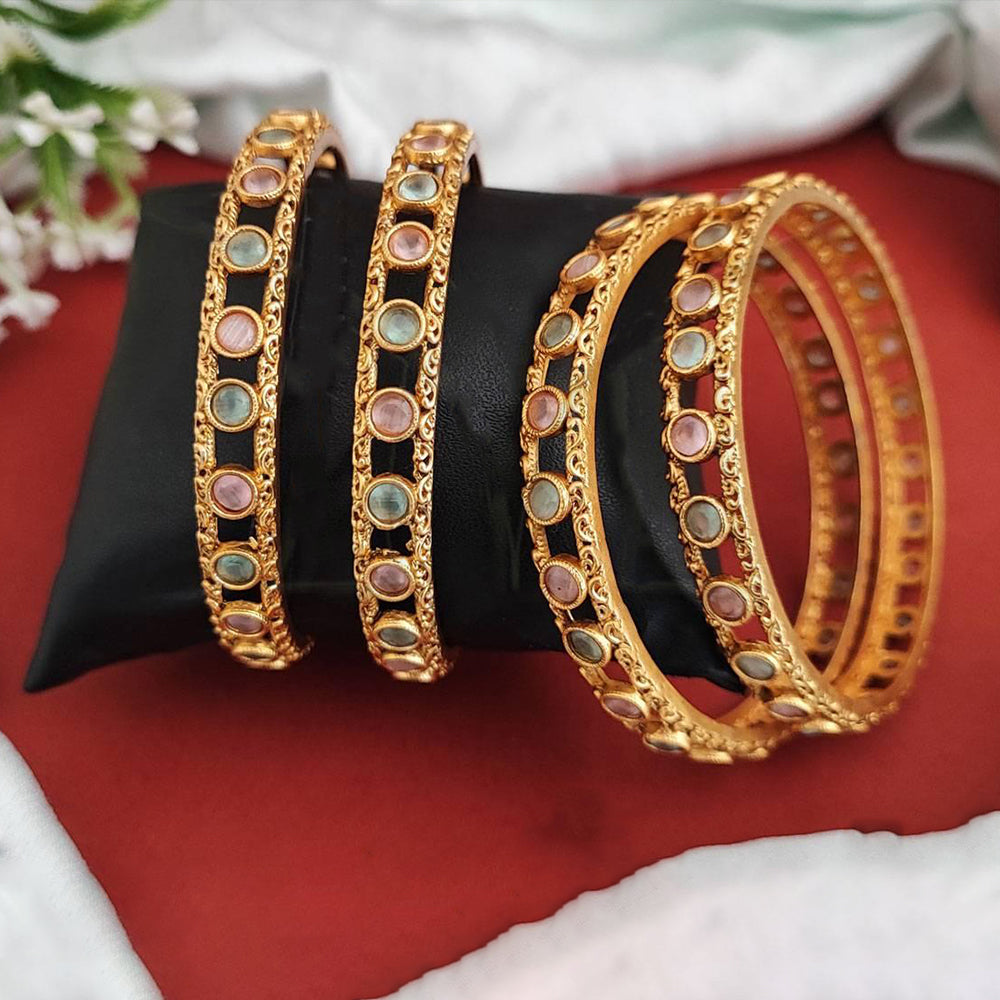 Rajwadi Polish Antique Finish 4 Piece Fancy Bangle Set for Women