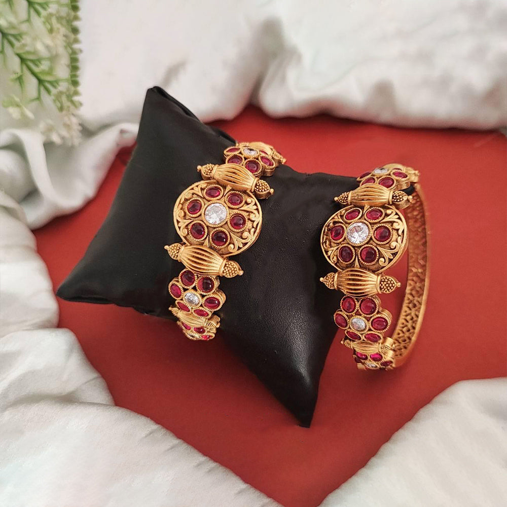 Rajwadi Polish Antique Bangle Set of 2 for Party Wear