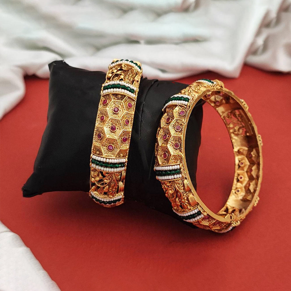Designer Rajwadi Polish Antique Bangle Set