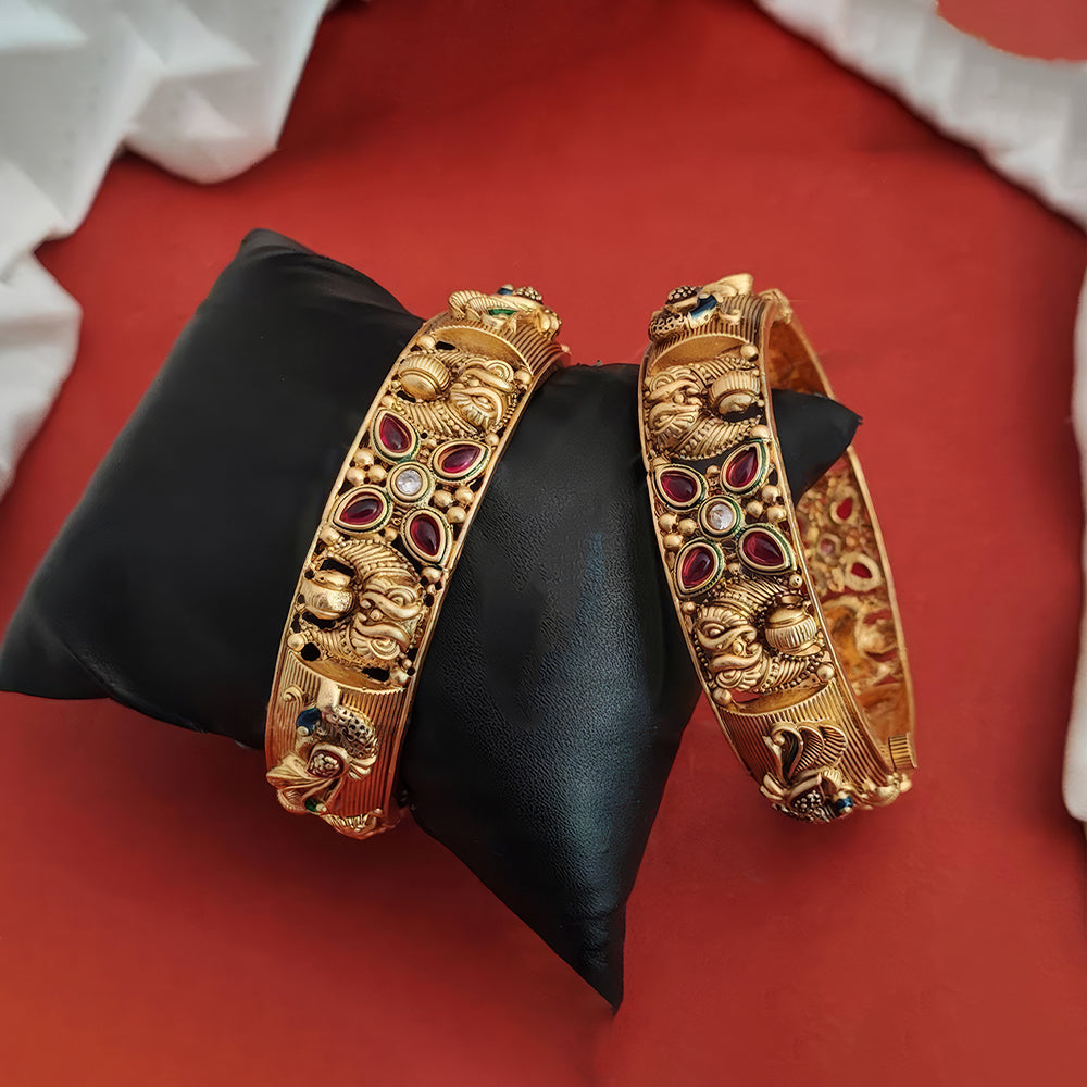 Rajwadi Polish Antique Bangle Set (2 Pieces) - Party Wear