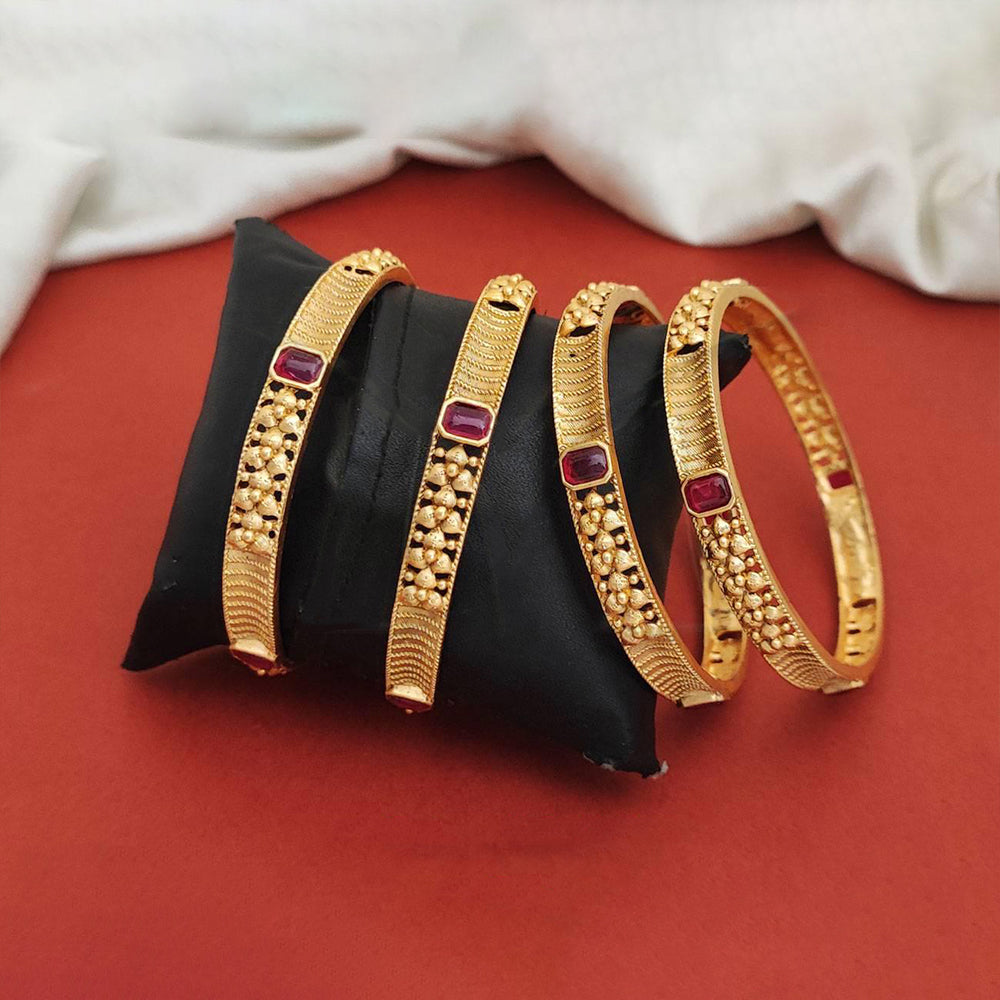 Set of 4 Antique Rajwadi Polish Fancy Designer Bangles