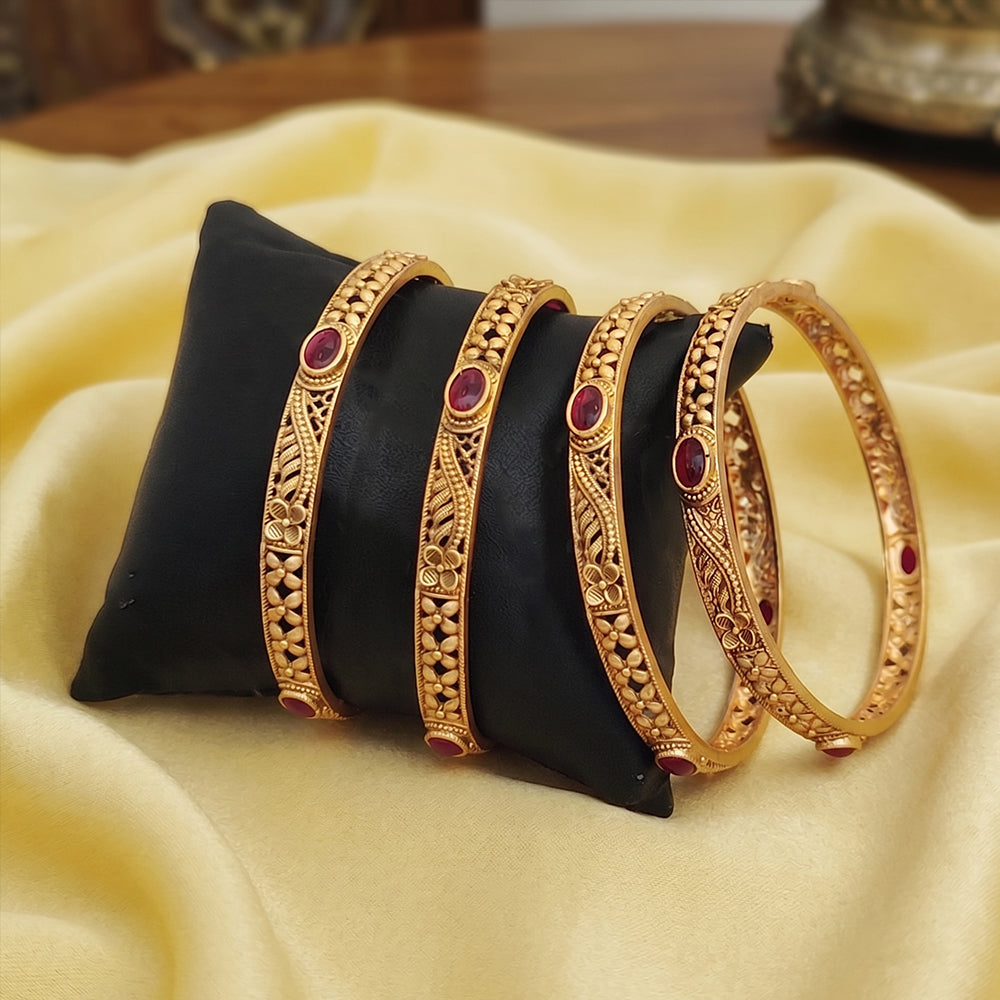 Set of 4 Rajwadi polish antique bangles for party wear