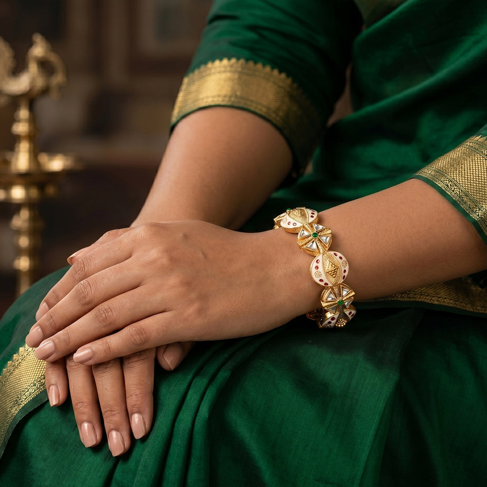 Set of two antique Rajwadi polish bangles for a royal traditional look.