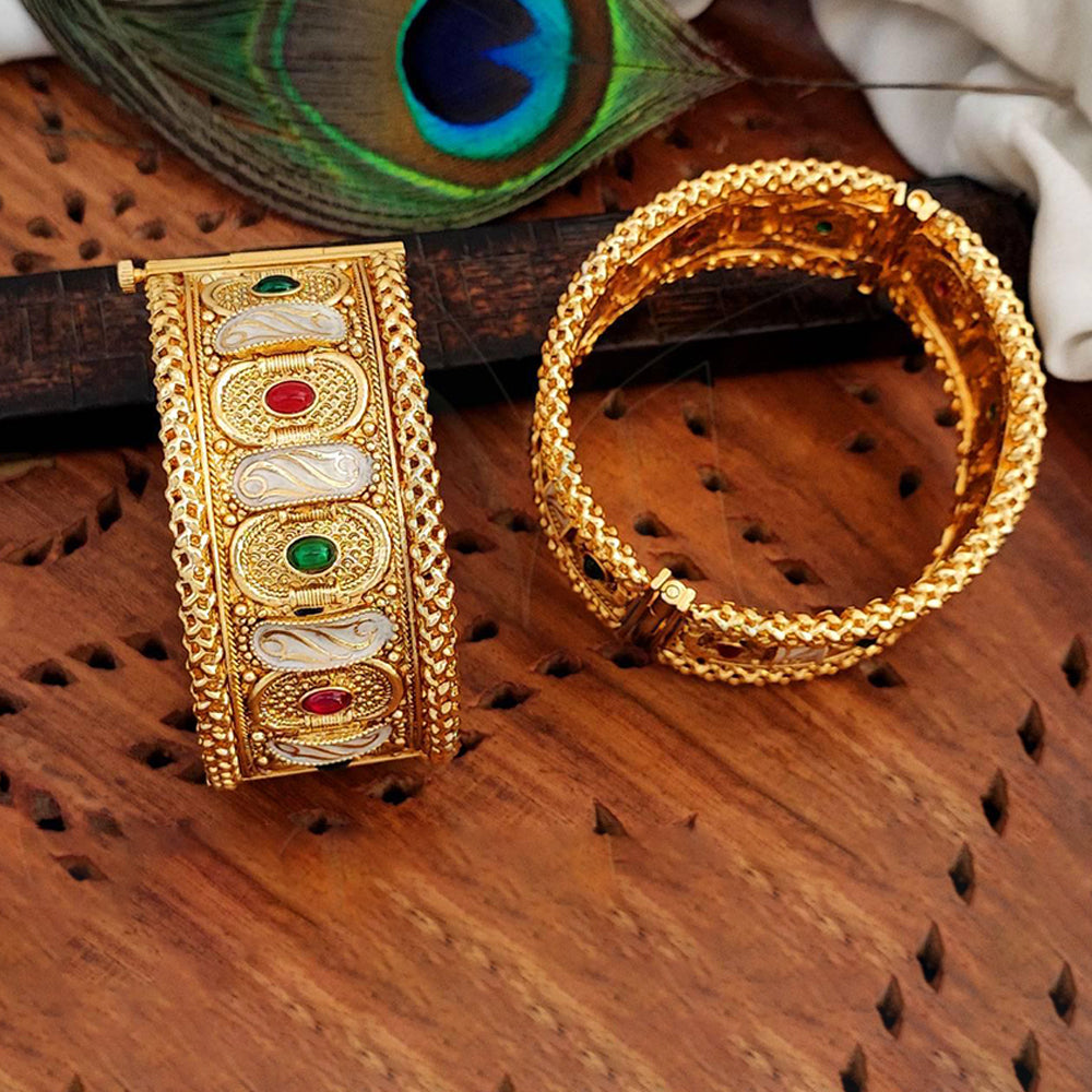 Antique Gold Polish Traditional Bangle Set for Festive Elegance