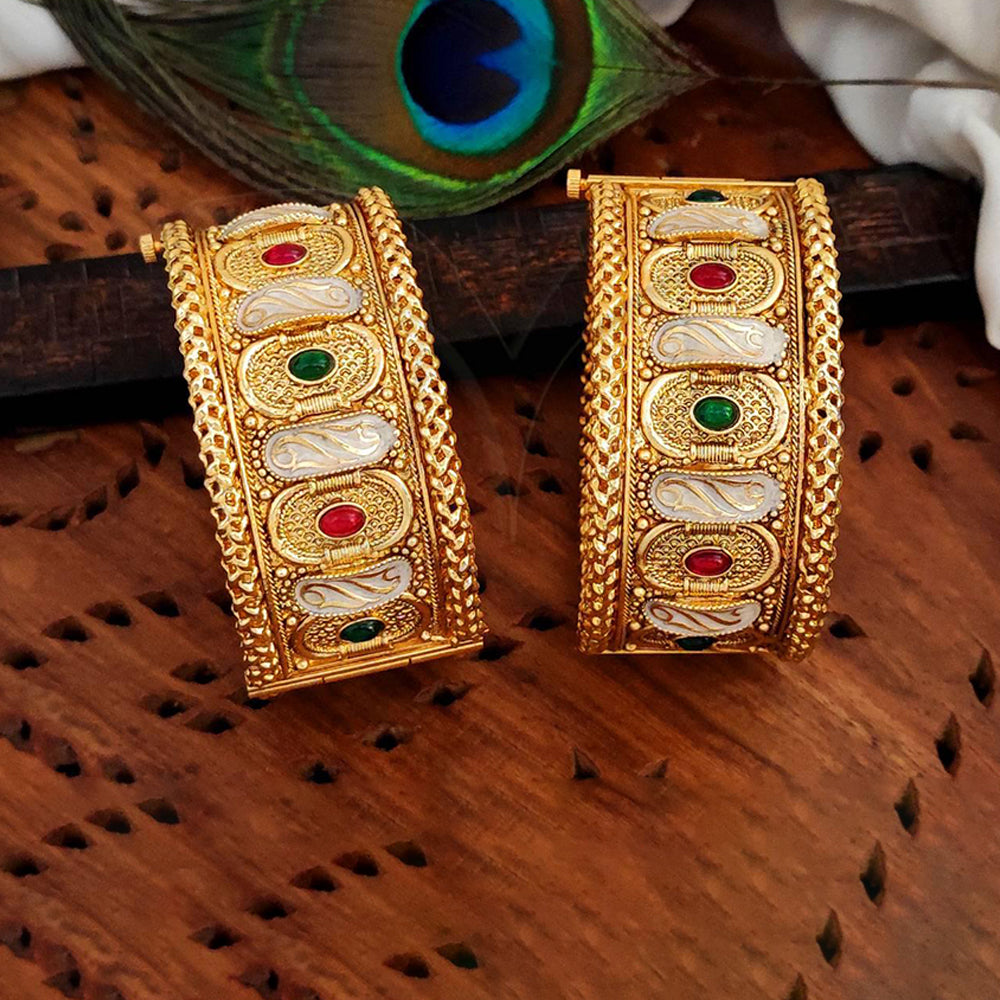 Antique Gold Polish Traditional Bangle Set for Festive Elegance