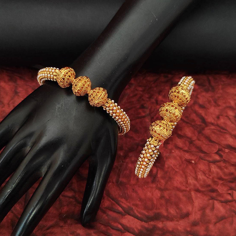 High Gold Polish Party Wear 2-Bangle Set – Antique Design