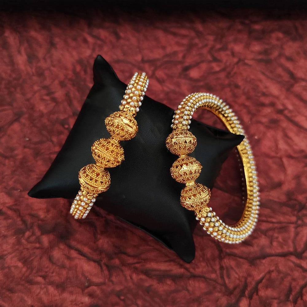 High Gold Polish Party Wear 2-Bangle Set – Antique Design