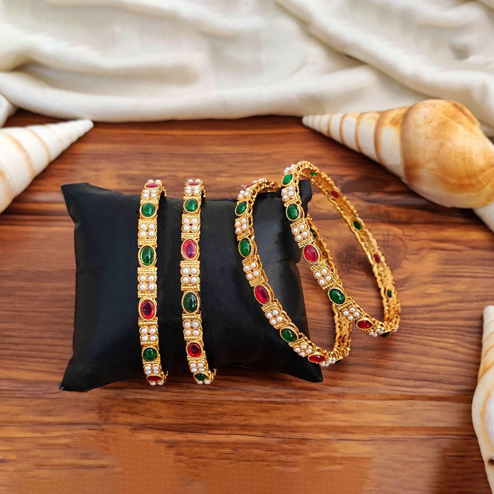 Set of four antique high gold polish bangles for formal and party wear