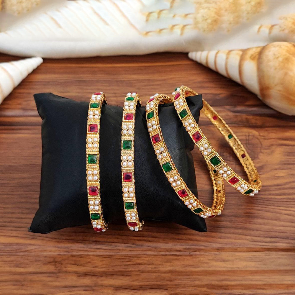High Gold Polish Antique Designer Bangle Set of 4