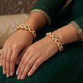 Antique Full Stone Gold Polish Fancy Bangle Set - 2 Piece Set