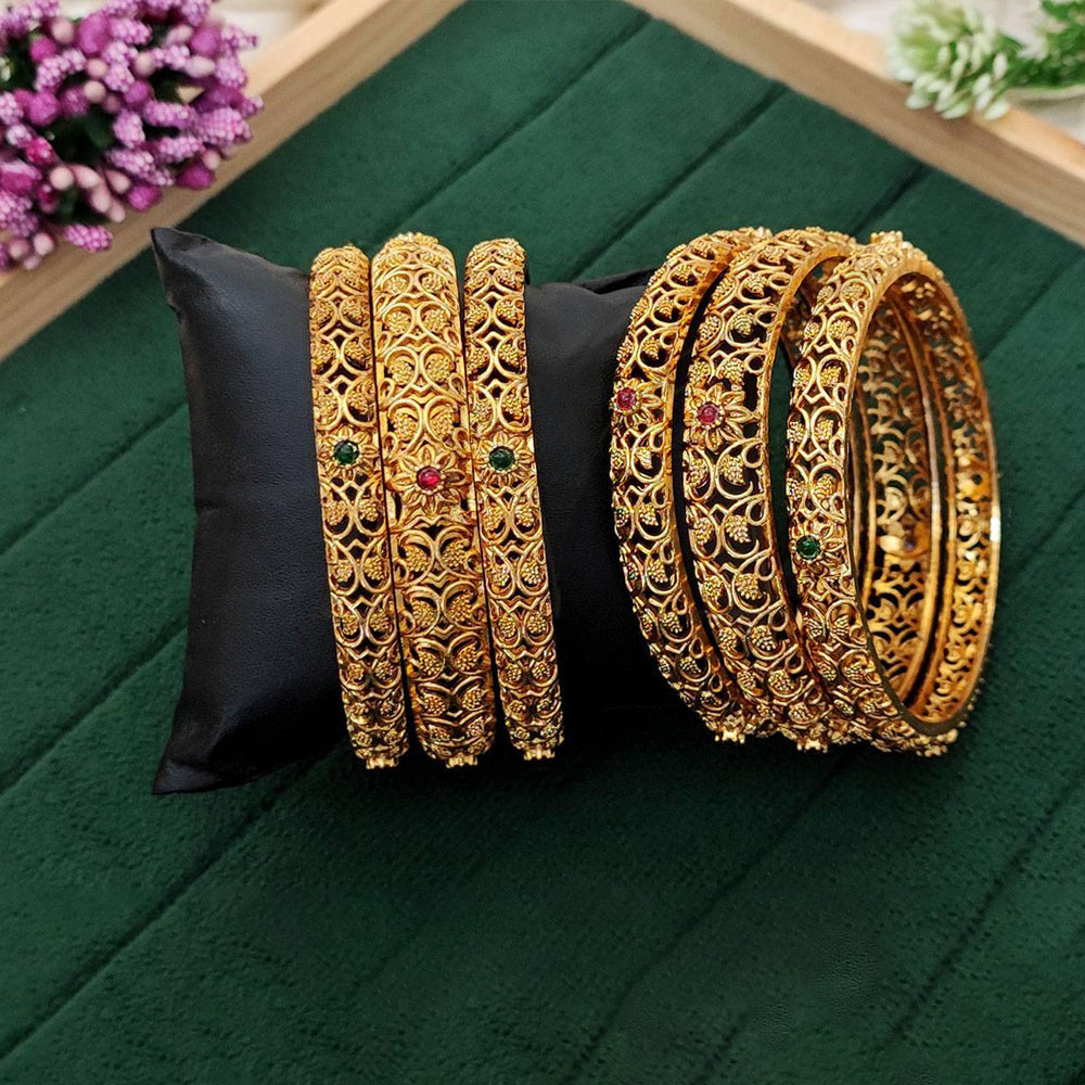 High Gold Polish Designer Bangle Set of 6 for Glamorous Occasions