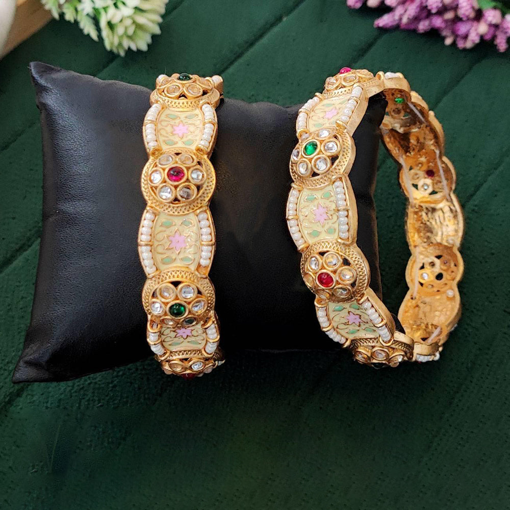Gold Plated Traditional Party Wear Bangle Set for Women