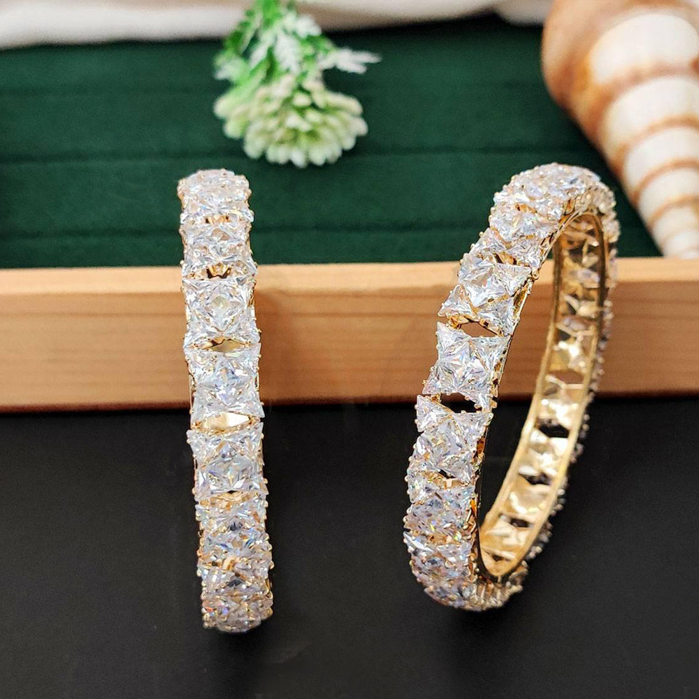 American Diamond Square Cluster Designer Bangle Set for Women
