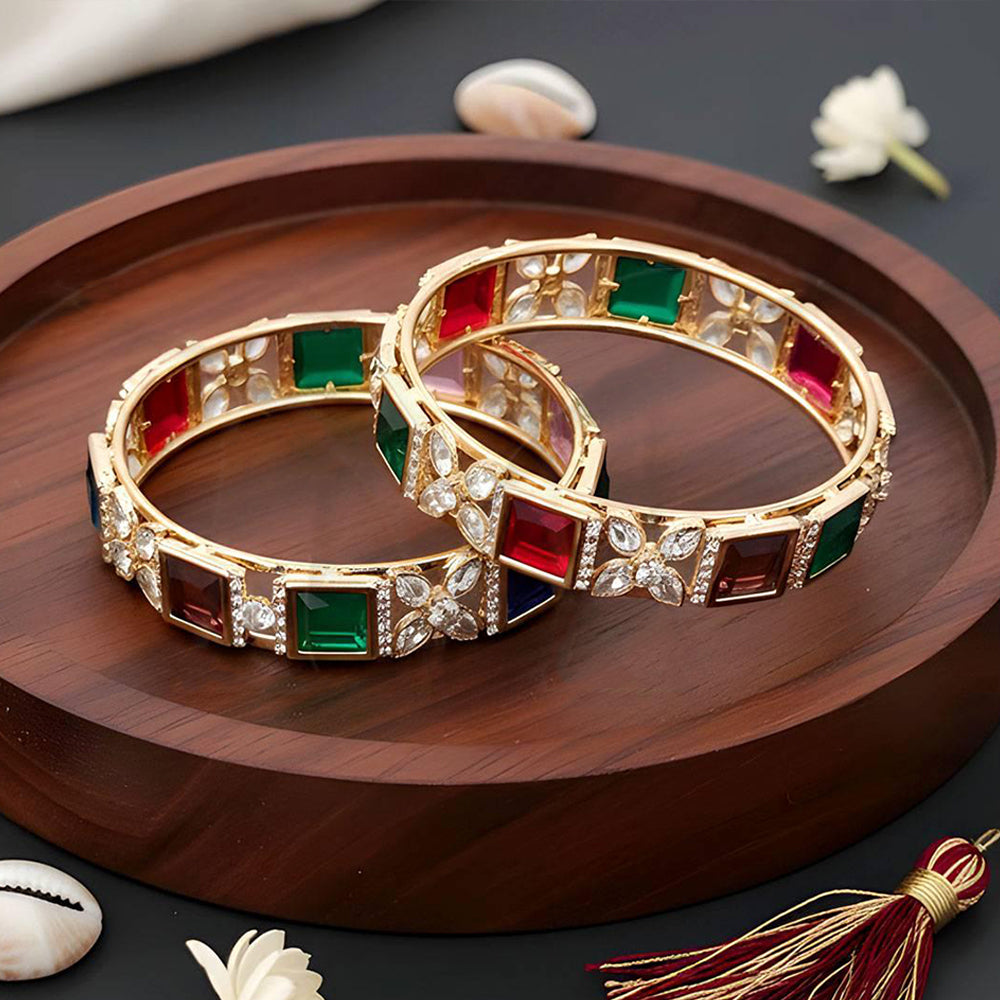 Luxury American Diamond Fancy Bangle Set for Formal Occasions