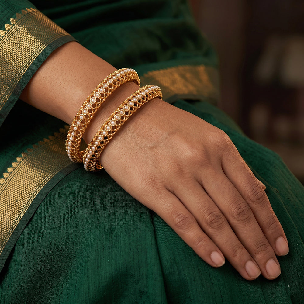 Set of premium ethnic antique gold bangles for traditional occasions