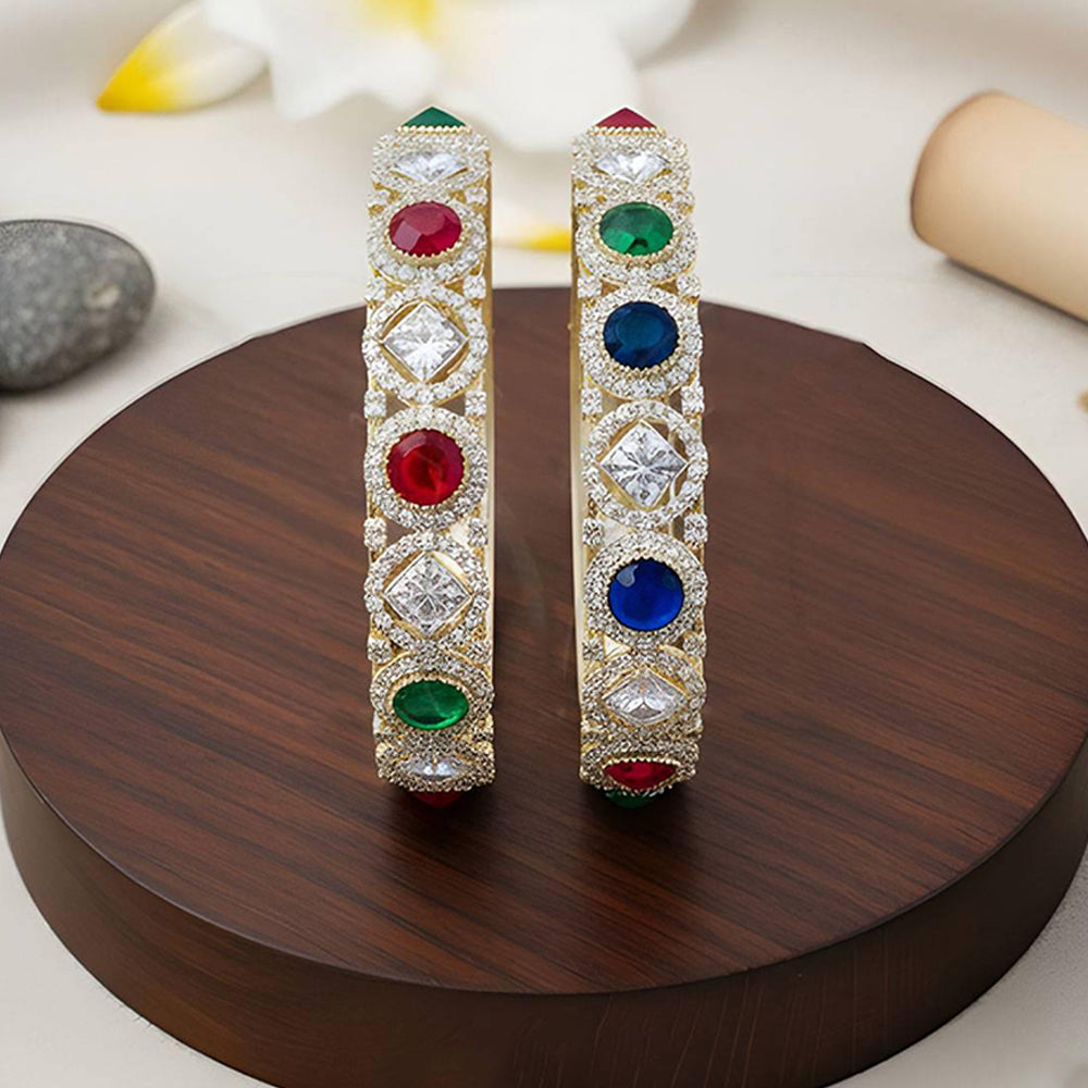 Premium Multistone American Diamond Bangle Set