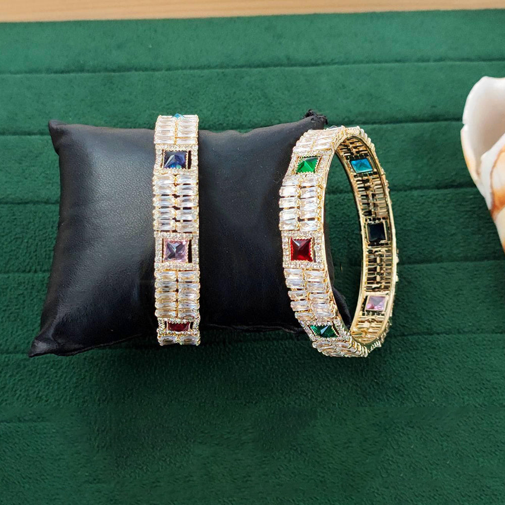 Elegant CZ Stone Broad Bangle Set for Wedding & Special Occasions