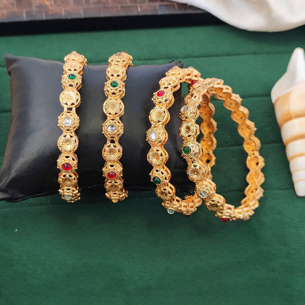 Designer High Gold Bangles with Intricate Floral Carving