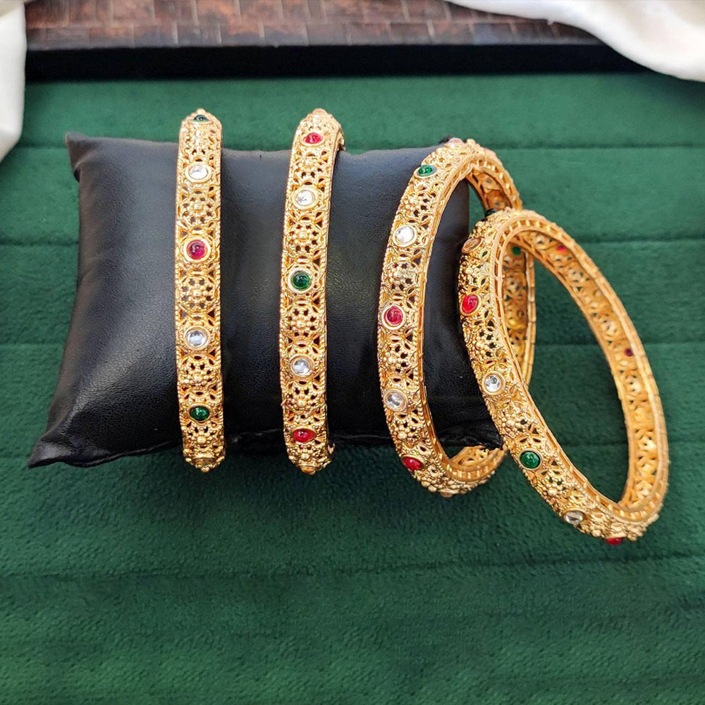 Antique Gold Plated Bangles with Intricate Jali Work
