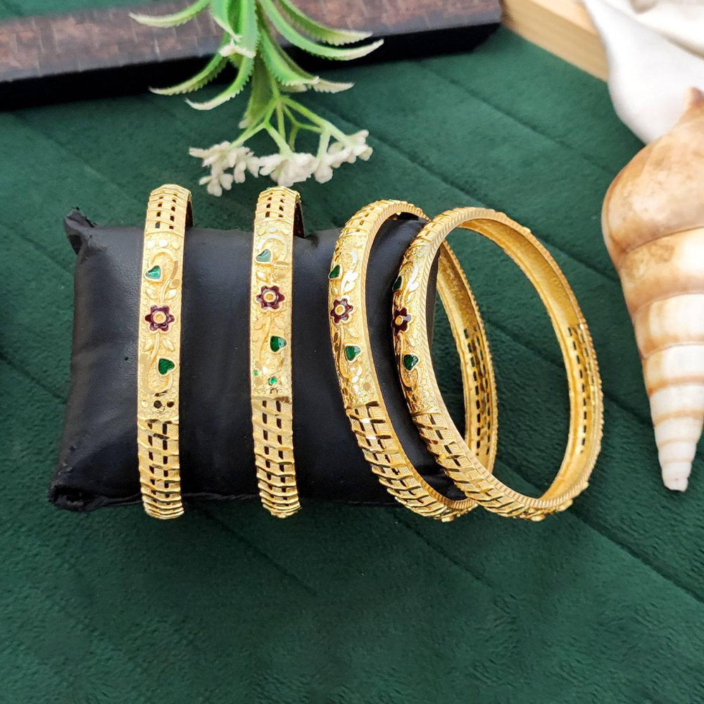 Designer antique finish bangle set for women with intricate metalwork