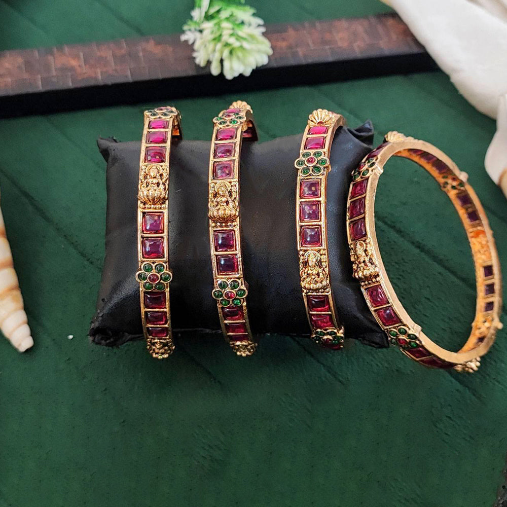 Ethnic High Gold Temple Bangle Set for Women