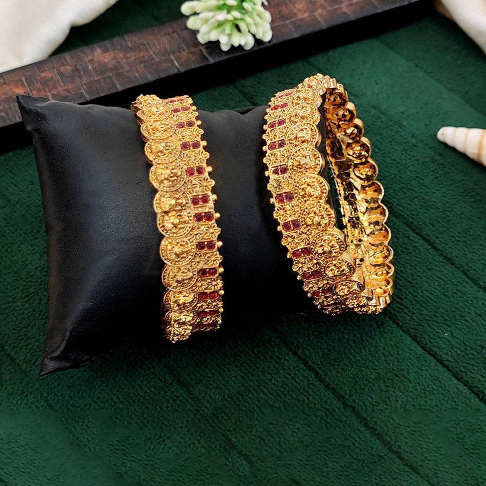 Antique Temple Coin Bangles Set – Traditional Ethnic Gold Jewelry