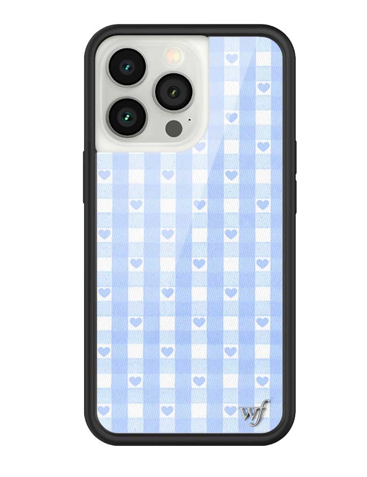 Gingham Hearts | Blue iPhone Case