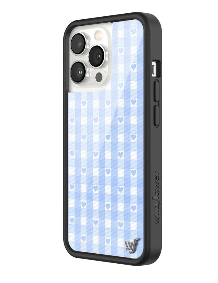 Gingham Hearts | Blue iPhone Case